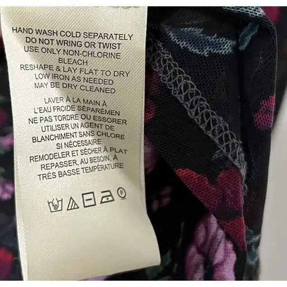 Free People Lucky Shirtee Floral Sheer Top Size S Black Dark Romantic Whimsigoth - Picture 8 of 8